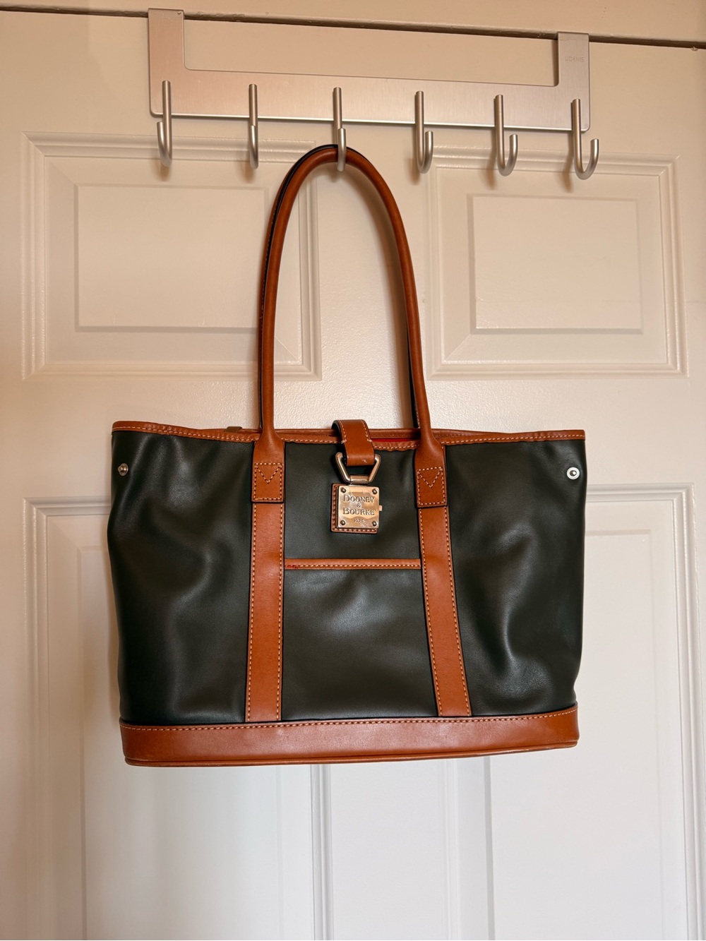 Dooney & Bourke Green Small Tote with Brown Leather Trim